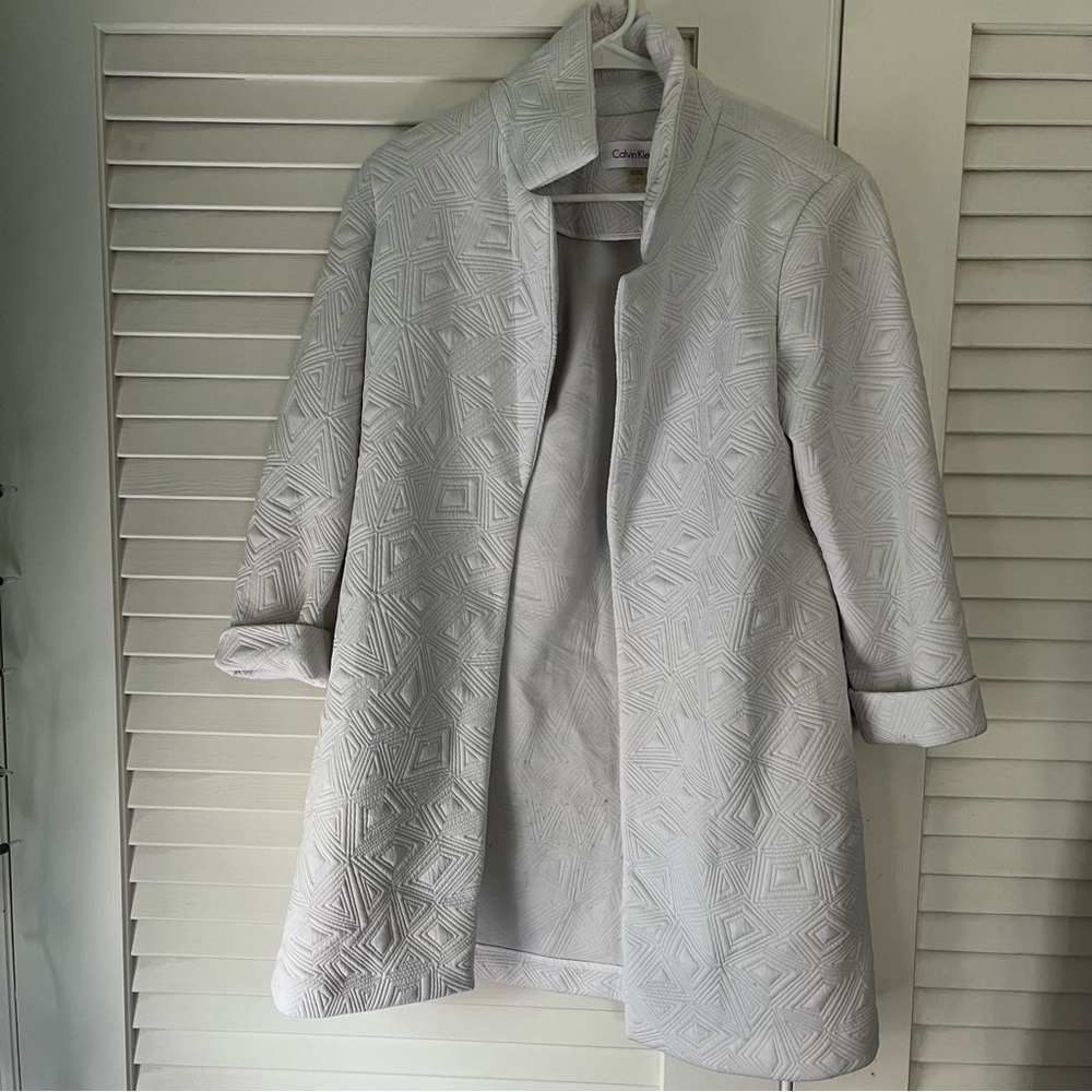 Calvin Klein Stitched Pattern Blazer Jacket White Women's Size 6